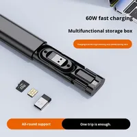 Kit de chargeur USB C 5 en 1, boîte de rangement, chargeur USB C, câble de données de voyage, ensemble d'adaptateurs, étui, câbles de charge