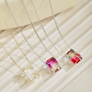 Dylam New Arrival <b>Initial</b> Letter <b>Necklace</b> S925 <b>Silver</b> 5A Zirconia N Alphabet 26 Letters Gradient Color Crystal Pendant <b>Necklace</b> - Product Image 2