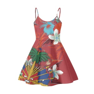 Professional <strong>Custom</strong> Island <strong>Dresses</strong> Haitian Flag Halter Spaghetti Straps Evening <strong>Dresses</strong> with Pockets Women's <strong>Dresses</strong> Wholesale - Product Image 2