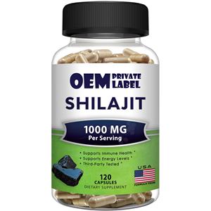 Capsules de Shilajit OEM ODM 1000mg, Extrait Pur de Shilajit, Complément Alimentaire, Gommes de Résine de Shilajit, Capsules Himalayennes Pures, Acide Fulvique - Product Image 1