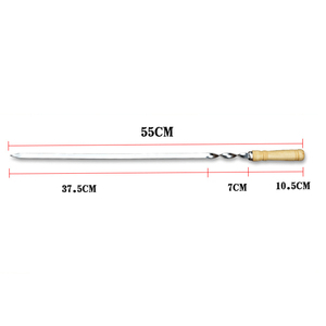 Khuyến mãi 6pcs kabob xiên cho bán thép không gỉ dài BBQ xiên đặt cho thịt tôm GÀ RAU với tay cầm bằng gỗ - Product Image 2