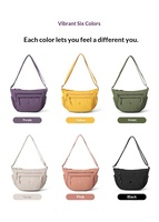 Sac à bandoulière personnalisé en gros avec logo, sac de poitrine en nylon imperméable, sac vintage pour femme, sac à bandoulière croisé en forme de lune