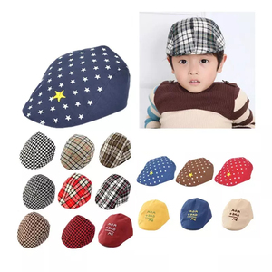 Types de bérets pour enfants, <span class=keywords><strong>béret</strong></span> en coton pour bébé, réglable, imprimé à carreaux, casquette pour garçons et filles, casquette pour enfants, chapeaux à visière, types de bérets - Product Image 1