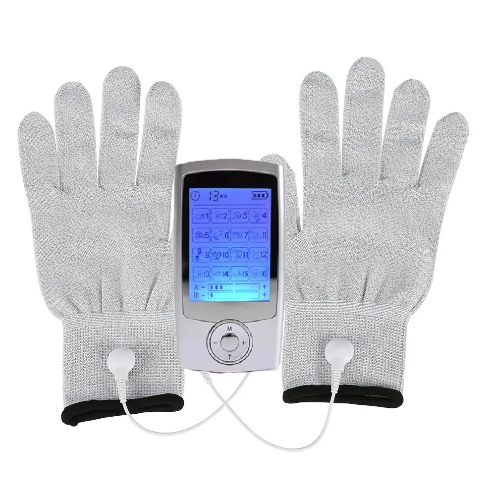 Conductive Silver fiber electric massage tens unit gloves for Arthritis, Trigger Finger, Poor Circulation, Numbness