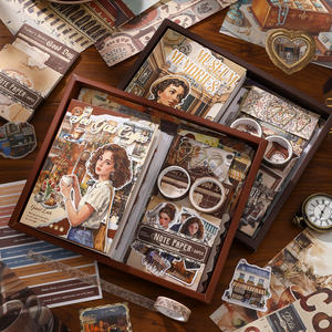 Simno 147 pz/scatola A6 Retro Notebook materiale <span class=keywords><strong>di</strong></span> cancelleria estetica forniture per caffè <span class=keywords><strong>ragazza</strong></span> museo <span class=keywords><strong>memoria</strong></span> fai da te Journaling Set regalo per le donne - Product Image 1