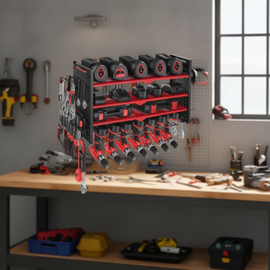 D0100X301RX Estación de Carga de Pared con 8 Tomas de Corriente, Organizador de Herramientas de Taller y Garaje de 4 Niveles, Rojo - Product Image 2