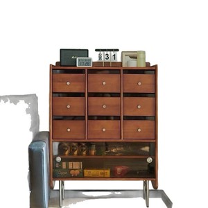 Solid Wood <b>Sideboard</b> Vintage Style <b>Storage</b> Cabinet 84x40x114cm Living Room Furniture Boxwood Mocha Finish - Product Image 1