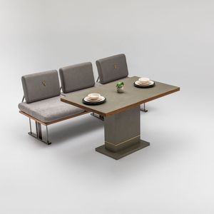 Conjunto de Sofás de Jardín Modernos con Estructura de Acero Inoxidable, Panel de MDF, 6 Plazas, Muebles de Comedor para Exteriores Resistentes a la Intemperie - Product Image 3