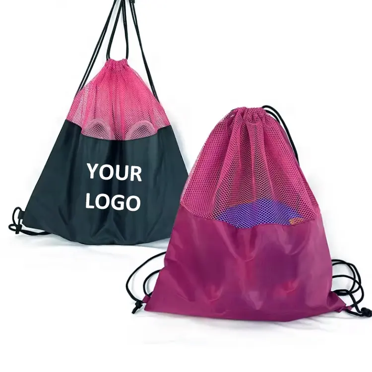Customized backpack for baseball basketball personalized custom print gym net mesh drawstring bag