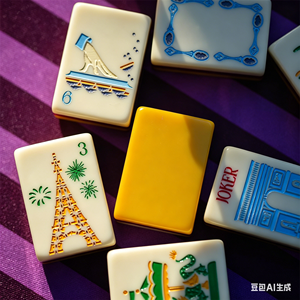 Mahjong de Lujo Tallado a Mano, 3 Capas de Acrílico, 160 Piezas, Rosa, Azul Perla, Regalo Personalizado - Product Image 5