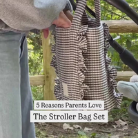 Sac de rangement pour poussette en coton à carreaux avec volants, organisateur de couches multi-compartiments pour les sorties quotidiennes des parents, fourniture personnalisée