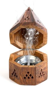 Quemador cónico de carbón <span class=keywords><strong>Temple</strong></span>-Cónico superior, caja de incienso de madera hecha a mano en forma de templo - Product Image 4