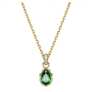 Collier tendance 2026 pour femme, personnalisé, plaqué or, en argent sterling 925, avec chaîne à maillons et cristaux de strass taille poire - Product Image 2