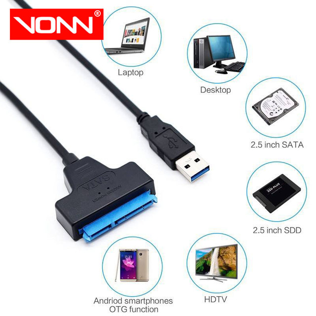 Hot Sell Copper PVC USB 3.0 to SATA Converter Cable for Hard Disk Connector Cables Support 2.5 Inches SSD HDD
