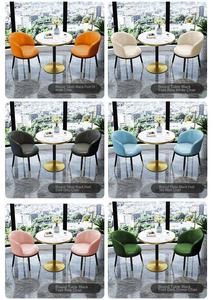 Ensemble table et chaises rondes en pierre frittée de conception italienne moderne et luxueuse, 2 places, assemblé pour café, salon et salle d'accueil - Product Image 2