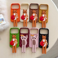 Nouvelle coque de téléphone anti-chute en cuir PU premium à pois avec support magnétique intégré et motif de dessin animé pour iPhone 17 Pro 16 15 Pro Max