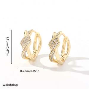 ต่างหูห่วงทอง 14K ชุบ ประดับเพชรซิคอน กันน้ำ ดีไซน์เก๋ ทันสมัย เหมาะสำหรับงานปาร์ตี้ เครื่องประดับผู้หญิง - Product Image 3