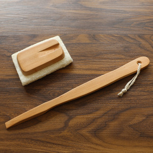 Long Handled Loofah Bath <b>Brush</b> Rectangle 40X8.5Cm Natural Sponge Detachable For <b>Back</b> Scrubbing - Product Image 3