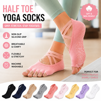Chaussettes de yoga personnalisées à demi-orteils pour femmes, antidérapantes, pour Pilates, danse et barre, avec grip en silicone, vente en gros OEM