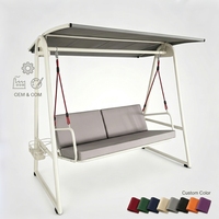 Balançoire de jardin en métal pour 2 personnes, personnalisée et avancée, avec porte-gobelets et auvent réglable, pour patio ou véranda
