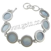 Bracelets en nacre plate ronde plaquée couleur platine avec laiton 18x18x3mm, longueur environ 8 pouces, 746718 - Vente Flash