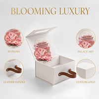 Boîte Cadeau Pop-up Pivoine Leabon, Style Chinois Blanc, Artisanat en Papier Floral 3D, Boîte à Poignée en Cuir, Luxe, Vente en Gros Usine