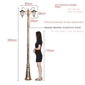 เสาไฟสวนเหล็กกลางแจ้ง พร้อมโคมแก้ว LED แสงวอร์มไวท์ 2700K หลอดไฟ A19 ระดับ IP66 ไม่สามารถถอดออกได้ พร้อมเซ็นเซอร์ตรวจจับความเคลื่อนไหว ใช้พลังงานแสงอาทิตย์ รองรับไฟฟ้ากระแสสลับ 220V - Product Image 6
