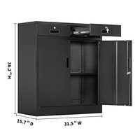 Armoire de rangement en acier 36 po H avec serrure à clé, 2 tiroirs, étagère réglable, durable, pour bureau commercial, salle de sport, maison - Noir