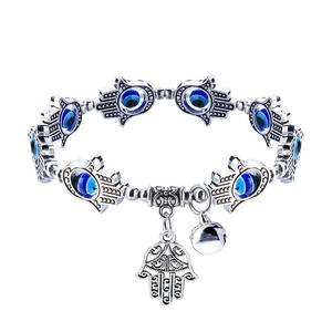 Pulsera de cristal de Ojos de demonio, pulsera colgante de Palma, pulsera de pareja con cuentas de ojos esmaltados - Product Image 5