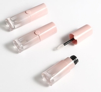 Tubo de lápiz labial pequeño y grueso con logotipo personalizado, degradado brillo labial rosa de marca grande, plástico vacío con tapa abatible hecha de material ABS