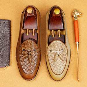 Zapatos de Cuero Genuino Beige con Punta Redonda, Sin Cordones, Suela de Goma Transpirable, para Todas las Temporadas, Estilo Profesional, Envío Directo - Product Image 4