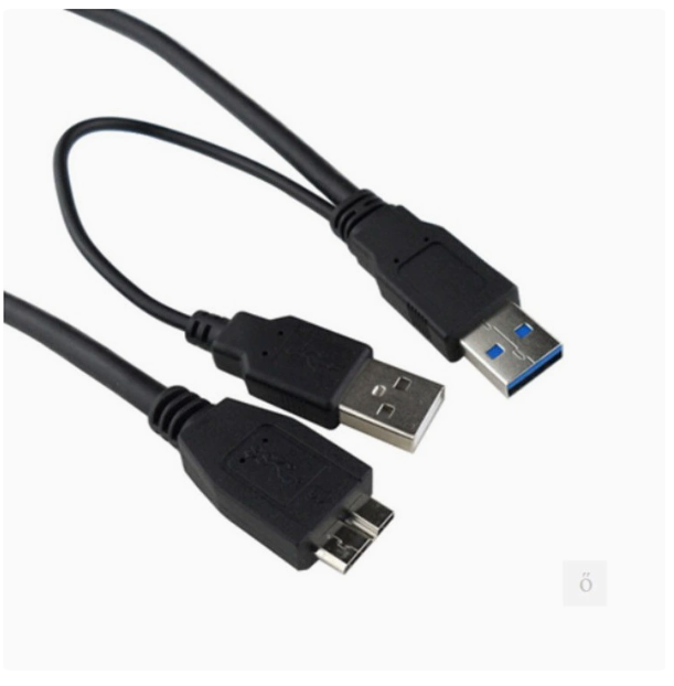 0.5m USB 3.0 External Hard Drive Data Cable with Auxiliary Power Supply, Dual-ended USB to Micro-B.