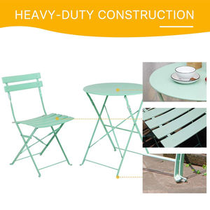 Modern multi color Folding Metal Garden <b>Table</b> Set <b>Outdoor</b> Dining Furniture for Balcony Cafe Use 4 Seater 3 Year Warranty UP-CF09 - Product Image 2