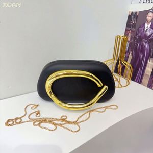 Women's Durable Acrylic Clutch Handbag with Metal Handle Trendy Chains Decoration for Club Party & Evening - Product Image 5