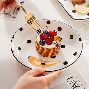 Modern and Simple Polka Dot Ceramic Bowls and Plates <b>Microwave</b> Safe Home Tableware Rice Soup Bowls Dish <b>Sets</b> - Product Image 2