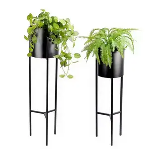 set of 2 adjustable tripod stand black metal removable flower pot stand