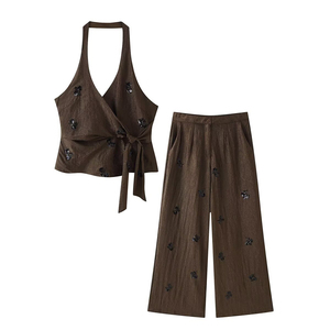 PB&ZA Mujer 2026 Verano Nueva Moda Blusas sin Mangas con Lentejuelas Bordadas Vintage Halter Sin Espalda Camisolas Chic para Mujer - Product Image 6