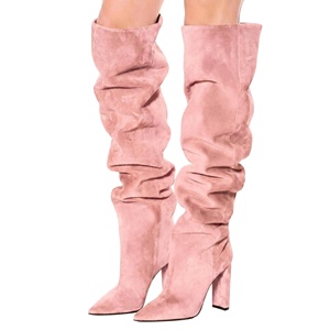 Nouvelles bottes sexy <span class=keywords><strong>pour</strong></span> femmes, style western, en faux daim, à talon bloc, à bout pointu, au-dessus du genou, avec soutien de la voûte plantaire, faible MOQ, hiver - Product Image 2