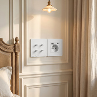 Sakelar Dinding Listrik EU Stainless Steel 220V Vintage Matte Putih 4 Outlet 2-Arah IP20 dengan Port USB A dan C Retro Toggle