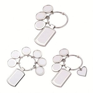 Juego de Llaveros Sublimables en Blanco, Redondos, en Forma de Corazón y Rectangulares, de Metal, para Fotos DIY, Venta al por Mayor, Logotipo Personalizado - Product Image 1