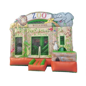 Factory price zoo park inflatable children bouncy play house with slide combo inflatable for sale