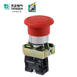 Tengen LAY5 Emergency Stop <b>Button</b> Red Mushroom Head Self-Locking Metal Push <b>Button</b> Switch IP40 AC/DC 220V - Product Image 1