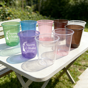 Vasos de Plástico Transparentes de 350 ml con Logotipo de la Empresa en Color Dorado, para Fiestas, Bodas, Cumpleaños, Aerolíneas Phnom Penh - Product Image 1