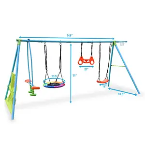 2024 Hot Sale Metal Swing Set with Glider Outdoor Playground Accessory for Toddler Baby Child-Friendly Outdoor Swing