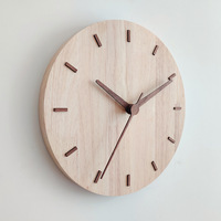 Jam Dinding Kayu Solid Custom Dekorasi Rumah, Jam Hias Gantung Modern Bentuk Bulat 12 Inch, Grosir Pabrik Jam Kayu