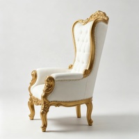 Fauteuil Trône de Luxe Moderne à Dossier Haut en Bois Massif Durable Blanc Rose Rouge pour Salon Appartement Hôpital Parc