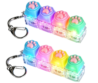 GREENSEED PRD Cute Cat Paw Plastic Mechanical Keycap Fidget Keychain 4 Buttons Decompression Keyboard Toy Portable Stress-Relief