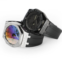 Nouvelle Arrivée Kit de Modification pour G-SHOCK GA-2100 GA-2110 GA-B2100, Pièces de Rechange Boîtier en Métal Gaufré et Bracelet en Caoutchouc pour Montre G