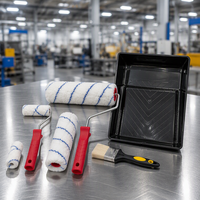 Kit de peinture mural et de sol pour la maison, comprenant un ensemble d'outils manuels, des rouleaux de peinture en microfibre et plastique de 4 et 9 pouces, un plateau et une boîte de rangement OEM