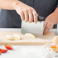 Edelstahl-Teigschaber mit Schwarzem Rutschfestem Griff, Teigschaber für Brot, Pizza, Gebäck, Backen und Küchenvorbereitung